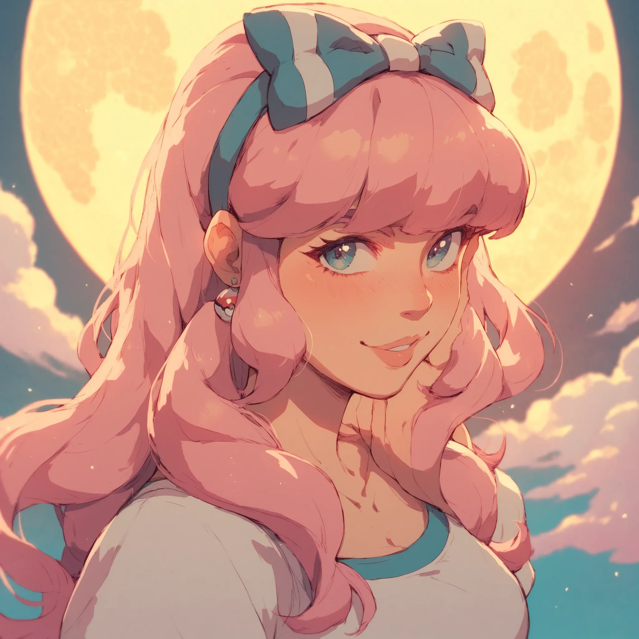 Ash dressed infemara Joy from Pokémon Sun and Moon pink wig