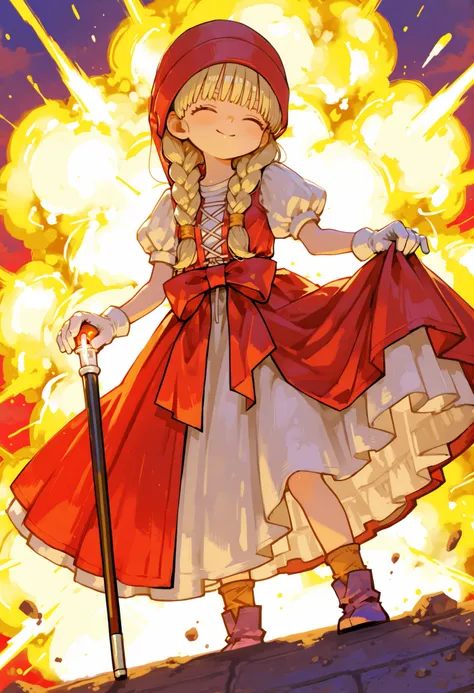 Veronica-Dragon Quest 、yellow explosion。dress,Cane、Young girl