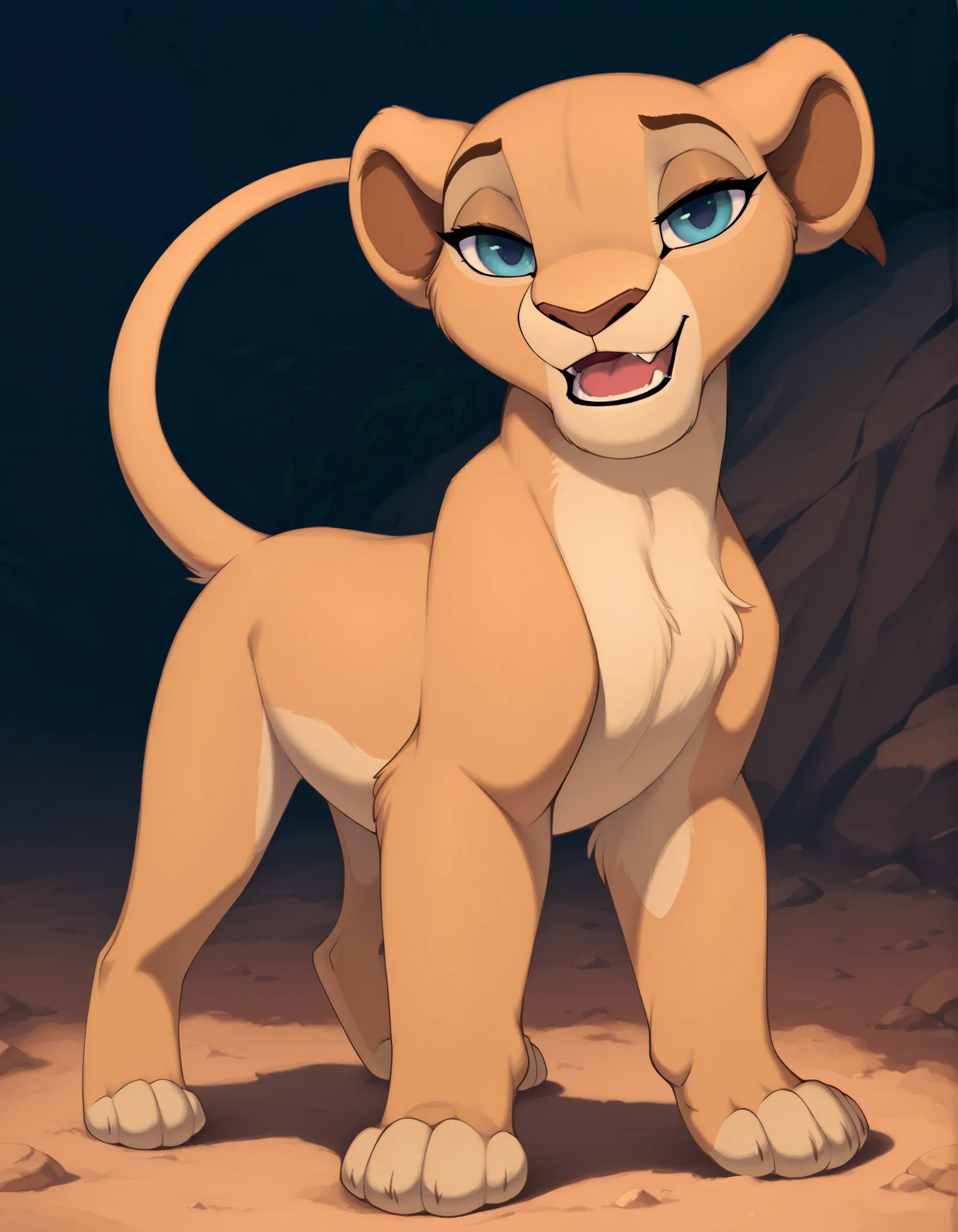 Lioness looking lions