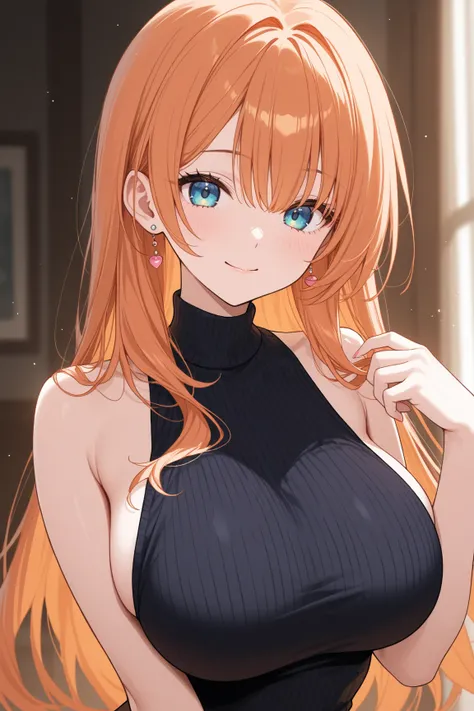 1 girl repairing her left hand、Big breasts、pale orange hair、Long Hair