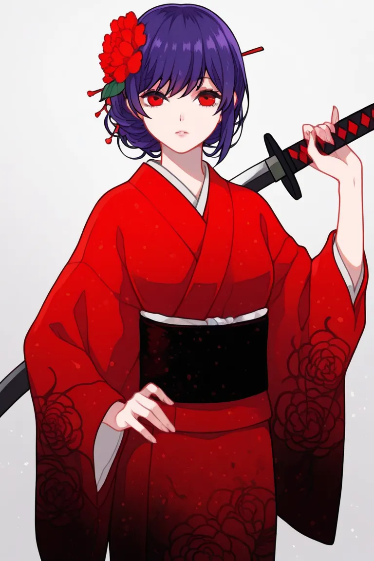 Rize from Tokyo Ghoul in white and red kimono and katana