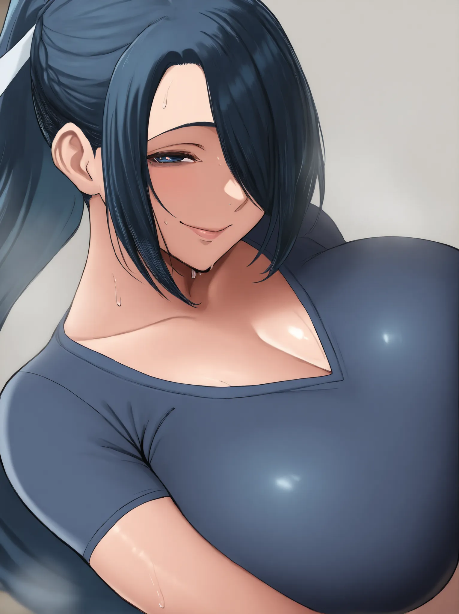 masterpiece,top quality,Dutch angle,Venus Body,Mature Woman,
Azuma_fubuki,fubuki_ shirt,1girl,chest,large chest,solo,Shiny skin,sweat,Under the eyes,Smile,ponytail,Portraits,upper body,