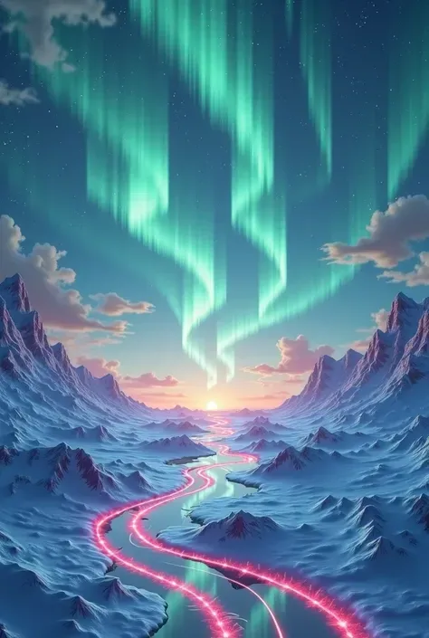 3D rendered abstract background, aurora borealis
