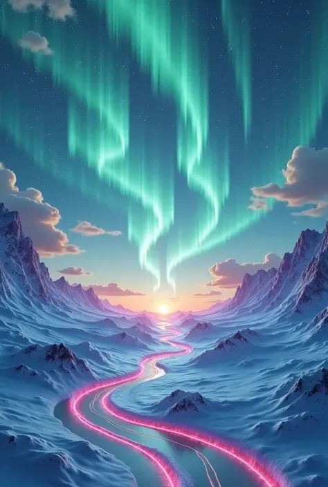 3D rendered abstract background, aurora borealis