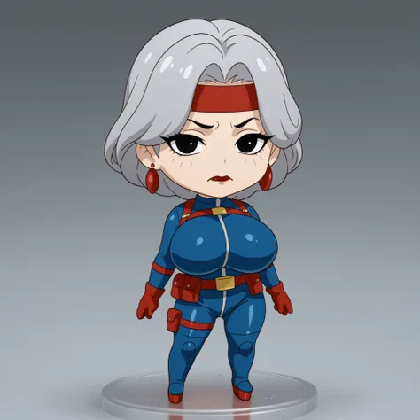 Grandma. gray hair, black eyes, short hair, dark red lips, wrinkles, earrings, makeup, huge saggy breasts, cowboy shot, frown ,looking at viewer, masterpiece, best quality, amazing quality, 2 old woman and ung guy.| score_9, score_8_up, score_7_up, faux fi...