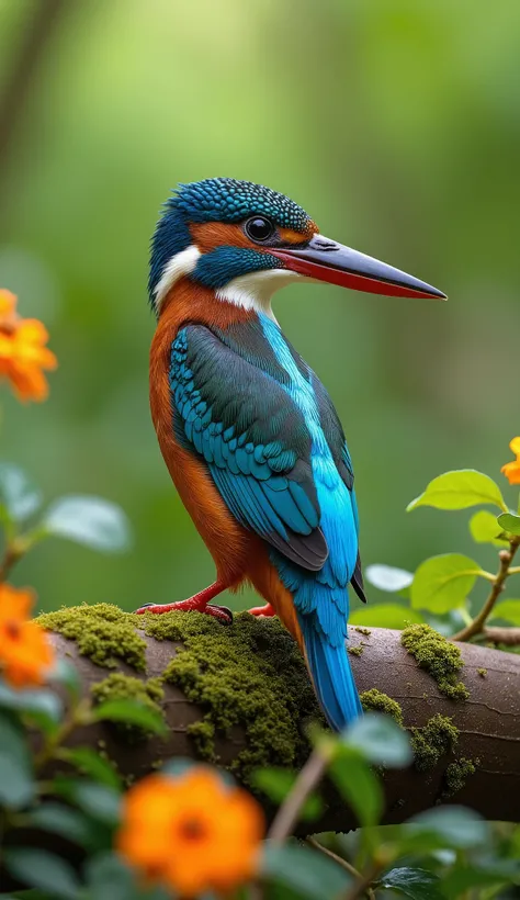 highdefinition images、Image of a kingfisher without a crown、In Uganda, Africa、 Beautiful natural environment in the green grasslands of Queen Elizabeth National ParkNatural environment with lots of trees and flowers(Beautiful coat color of a kingfisher in ...