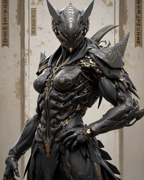 A female figure, likely in her late twenties, is depicted in a stylized, almost mechanical, fashion.  She is positioned slightly off-center to the left of the frame.  Her body type is curvaceous and athletic,  with a strong, sculpted physique.  The subject...