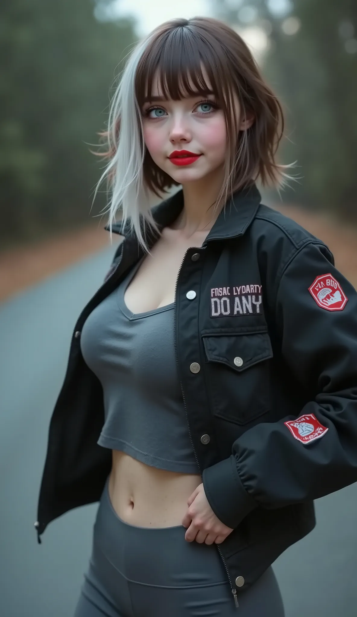 ((RAW Photo), Absurds, (Absurd Resolution)), (Masterpiece, Best Quality), ((Hyperrealism, Photorealistic)), (AI Fantasy), (masterpiece, highest quality, amazing quality), (realistic pupil, gray eyes, intense luminous), (beautiful girl, 18 years old, haiz_a...