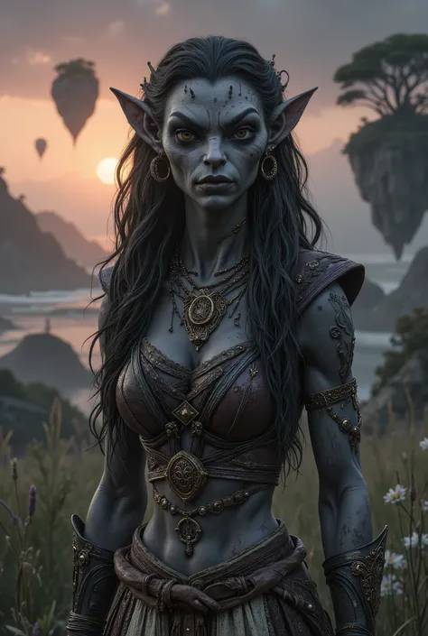 view from height,full-body-shot,obsidian The Alien Entity, half-Moana, sassiness temper,natural leather textures, hyper realisitc, hyper detailed,Extremely detailed,High contrast, ,Realistic,Ultra Detailed,intricate details,realistic humid skin,extremely i...