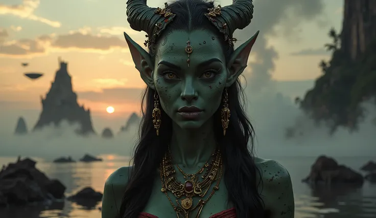 view from height,full-body-shot,obsidian The Alien Entity, half-Moana, sassiness temper,natural leather textures, hyper realisitc, hyper detailed,Extremely detailed,High contrast, ,Realistic,Ultra Detailed,intricate details,realistic humid skin,extremely i...