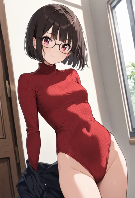 highquality illustration, masterpiece, very delicate and beautiful, attractive girl,((high leg leotard,tight fit leotard,heattech leotard,long sleeve leotard,ribbed leotard,turtleneck leotard,single colored leotard,simple leotard)),thin,slender body,slim b...