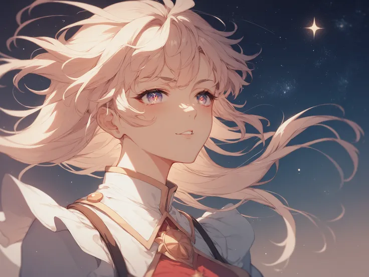 the woman is shedding tears。 hair color is pale pink 。
The art style is a soft 1990s style。hair is fluttering in the wind。
Eyebrows are thin。eyes are sparkling。 wiping tears with one hand 。so that the upper body is reflected。The woman is in the middle of t...
