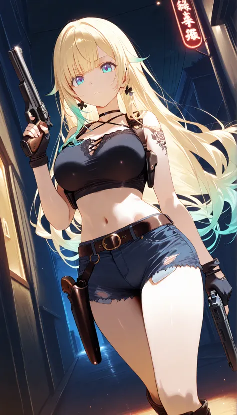 masterpiece, score_9, score_8_up, score_7_up, anime, pinup, Supreme Masterpiece, perfect eyes, perfect face, Best Quality, high resolution, aizawa ema, 1girl, virtual youtuber, blonde hair, aqua hair, gradient hair, long hair, very long hair, blunt bangs, ...