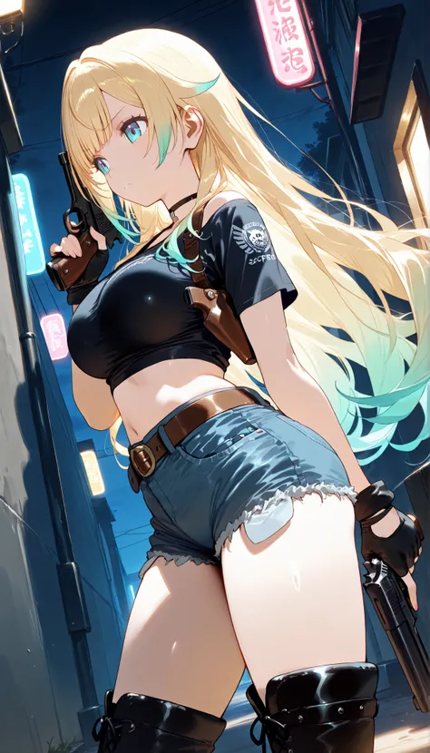 masterpiece, score_9, score_8_up, score_7_up, anime, pinup, Supreme Masterpiece, perfect eyes, perfect face, Best Quality, high resolution, aizawa ema, 1girl, virtual youtuber, blonde hair, aqua hair, gradient hair, long hair, very long hair, blunt bangs, ...