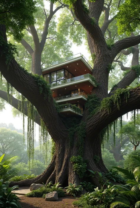 treehouse、Contemporary mansion perched on a giant tree、