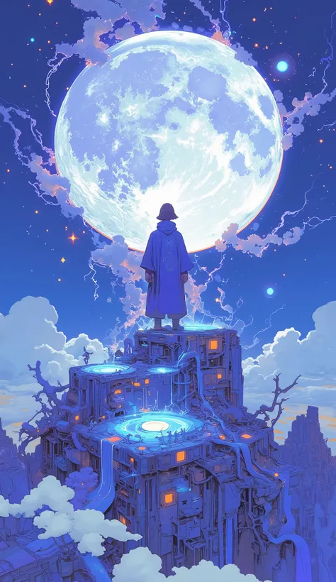 aerial image of a man standing on the moon with iridescent light, Spiritual Appearance, cosmic energy wire, white glowing aura, aura jared and wire, energy that flows out, Give off a shining aura, Otherdimensional Beings, universe structure-like humanity, ...