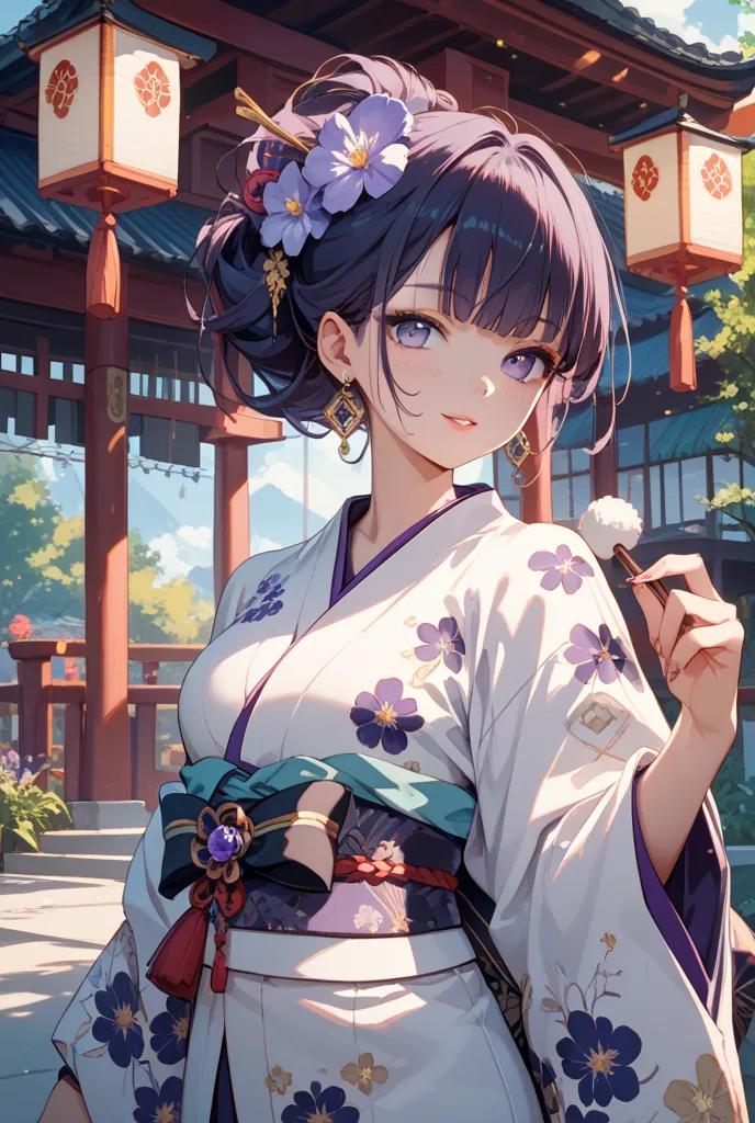 Kimono Kiseru Butterfly々 Female Pretty Black Purple Beauty 