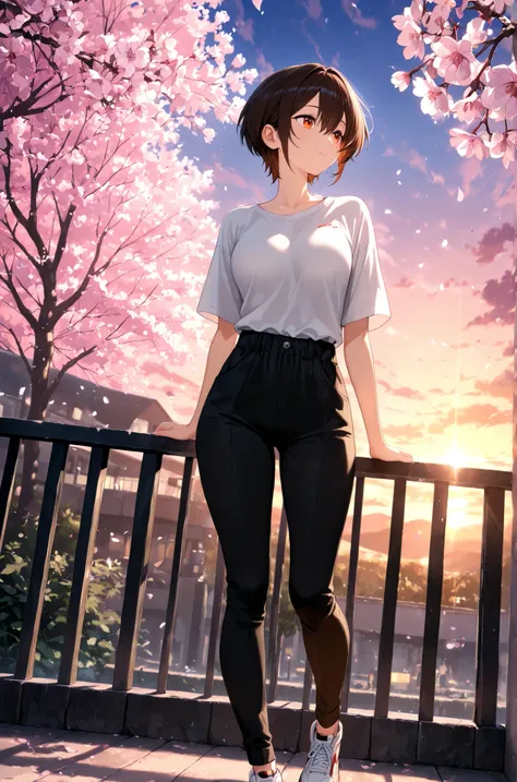 Masterpiece, high resolution, high quality, newest, excellent anatomy, safe. beautiful, anime, Japanese girl. delicate features. Dark Brown Hair and Short Hair. Beautiful Orange Eyes. piel clara, medium breasts, slim body. He is 20 years old, She measures...