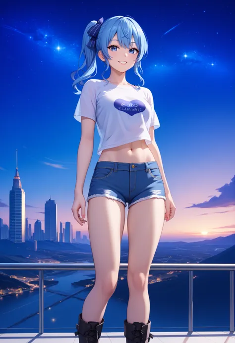 masterpiece, best quality, integrated scenery, integrated background, extremely delicate and beautiful, meticulous details, good composition, , cute face, perfect face, perfect hands,(8k、Best image quality、highest quality)、Detailed face、 1teen_girl、Blue Ha...