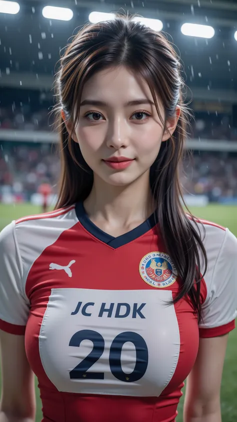 (清楚で超 Beautyなbig の韓国人美女がトッテナム・ホットスパーズのユニフォームを着て笑いながら立っている:1.2)(Laughing Whistling  :1.2)(汗ばんだbeautiful肌:1.1)(16k,  RAW photo , top quality, masterpiece: 1.2),(beautiful, World's Most Elegant and Cute Hairstyle:1.1) super details, super resolution, (Authent...