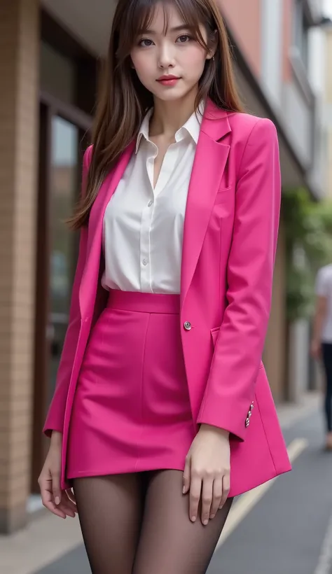 Realistic、High Definition、sharp details、8k、(((Full body image)))、(((From head to toe)))、1 woman、7、cabaret club girl in Kabukicho, Japan、 charm、standing in a sexy mood、Standing in front of a building、((full body shot))、brown hair、((I'm thinking of improving...