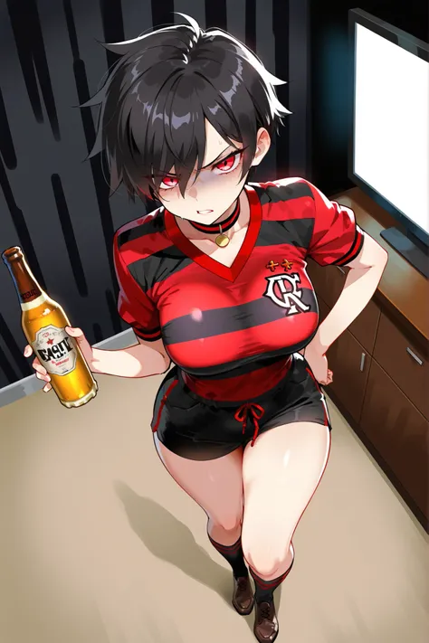 (masterpiece:1.0), best quality, ultra detailed, 8k, (modern anime art style:1.1), (anime character:1.0), (cel shaded:0.9), (highly expressive:0.8), solo, 1girl, young woman, (approximately 26 years old:0.7), tomboy, mature body type, semi-wide thighs, C-c...