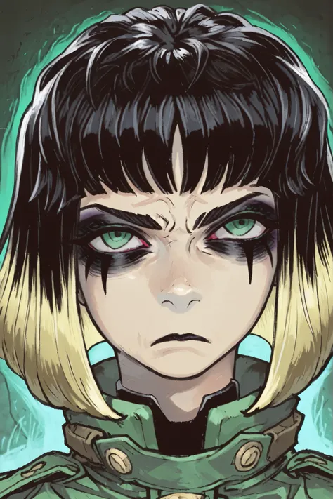 score_9, score_8_up, score_7_up, score_6_up, score_5_up, score_4_up, 
BREAK
(masterpiece: 1.0), best quality, perfect anatomy, perfect composition, perfection,
BREAK
cinematic lighting,
BREAK
1girl, portrait, annoyed face, black hair in bob cut. makeup, bl...