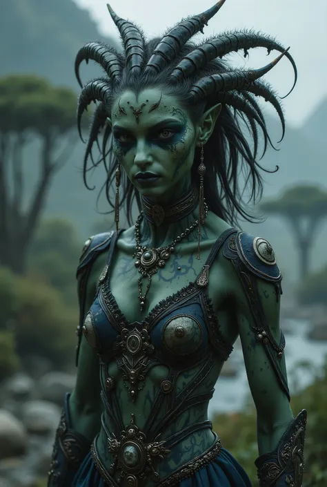 view from height,full-body-shot,obsidian The Alien Entity Moana, sassiness temper,natural jellyfish's skin textures, hyper realisitc, hyper detailed,Extremely detailed,High contrast, ,Realistic,Ultra Detailed,intricate details,realistic humid skin,extremel...