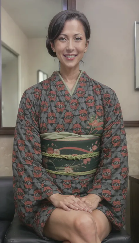 score_9, score_8_up, score_7_up, source_anime,
motheryukinoshita, 
mother yukinoshita, short hair, blue eyes, black hair, hair bun, single hair bun, hair up,
japanese clothes, kimono, sash, makeup, obi, floral print, lipstick, black kimono,
indoors, smile,...