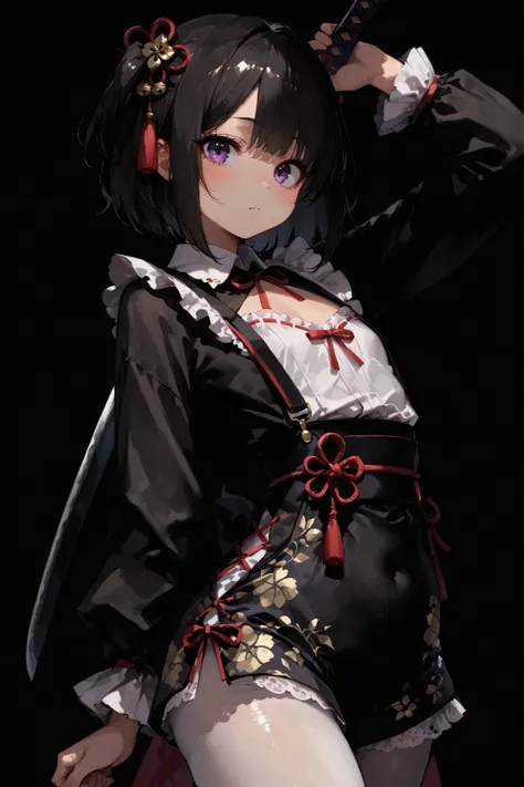 Shelley Gee , (masterpiece , top quality , High Definition: 1 . 2) , girls , Alone  , frills、lace fabric、dark haired、white pantyhose、Women's Funny Faces、sleeves are bordered with lace 、Slightly Short Bob、cute face、Like々Funny Face、Looking into the Distance、...