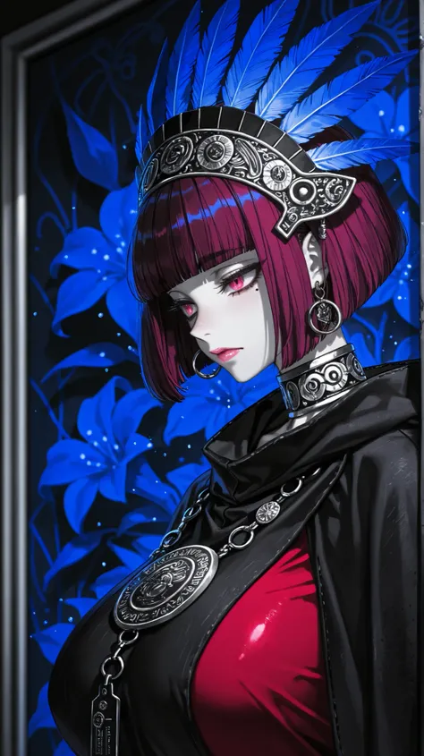 masterpiece, best quality, upper body, (portrait:0.8), (monochrome:0.65), anime, (tribal:0.9), black poncho, splash of indigo color, feather_headdress, dramatic lighting
BREAK
graffiti style breathtaking texture masterpiece, best quality, best quality, [qu...