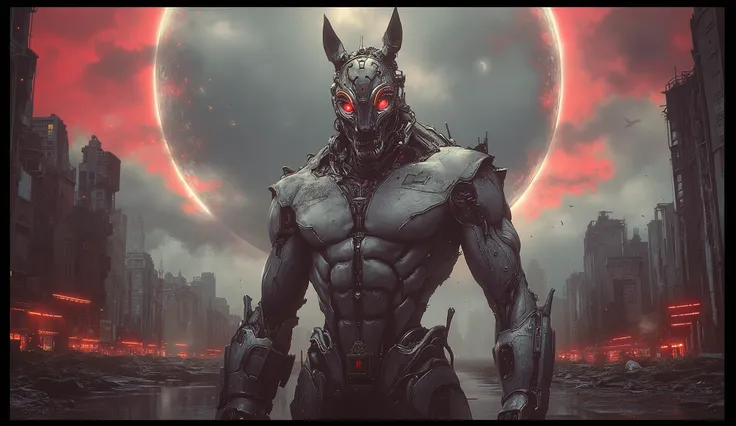 Full length detailed view. full sexy body, sexy muscle hybrid strong man and half cyborg animal, with big muscles looking into the camera, sexy muscle hyprid, hd realistic sharp details of the skin, beautyful eyes, cyborg hair, looking strong, a sexy mecha...