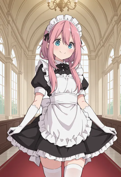 Score_9, score_8_up, score_7_up, source_anime, nadeshiko kagamihara, solo, low twintails, pink hair, blue eyes, (best quality), (high quality), {masterpiece}, extremely delicate and beautiful, ultra-detailed, beautiful detailed eyes, maid, black maid costu...
