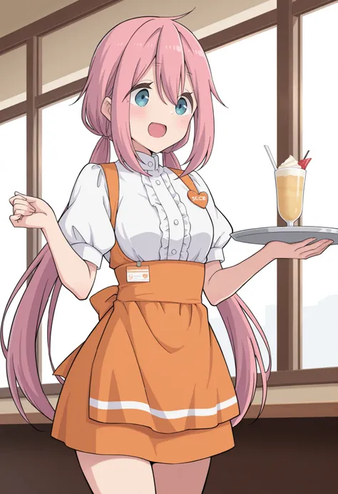 Score_9, score_8_up, score_7_up, source_anime, nadeshiko kagamihara, solo, low twintails, pink hair, blue eyes, (best quality), (high quality), {masterpiece}, extremely delicate and beautiful, ultra-detailed, beautiful detailed eyes, anna miller, waitress,...