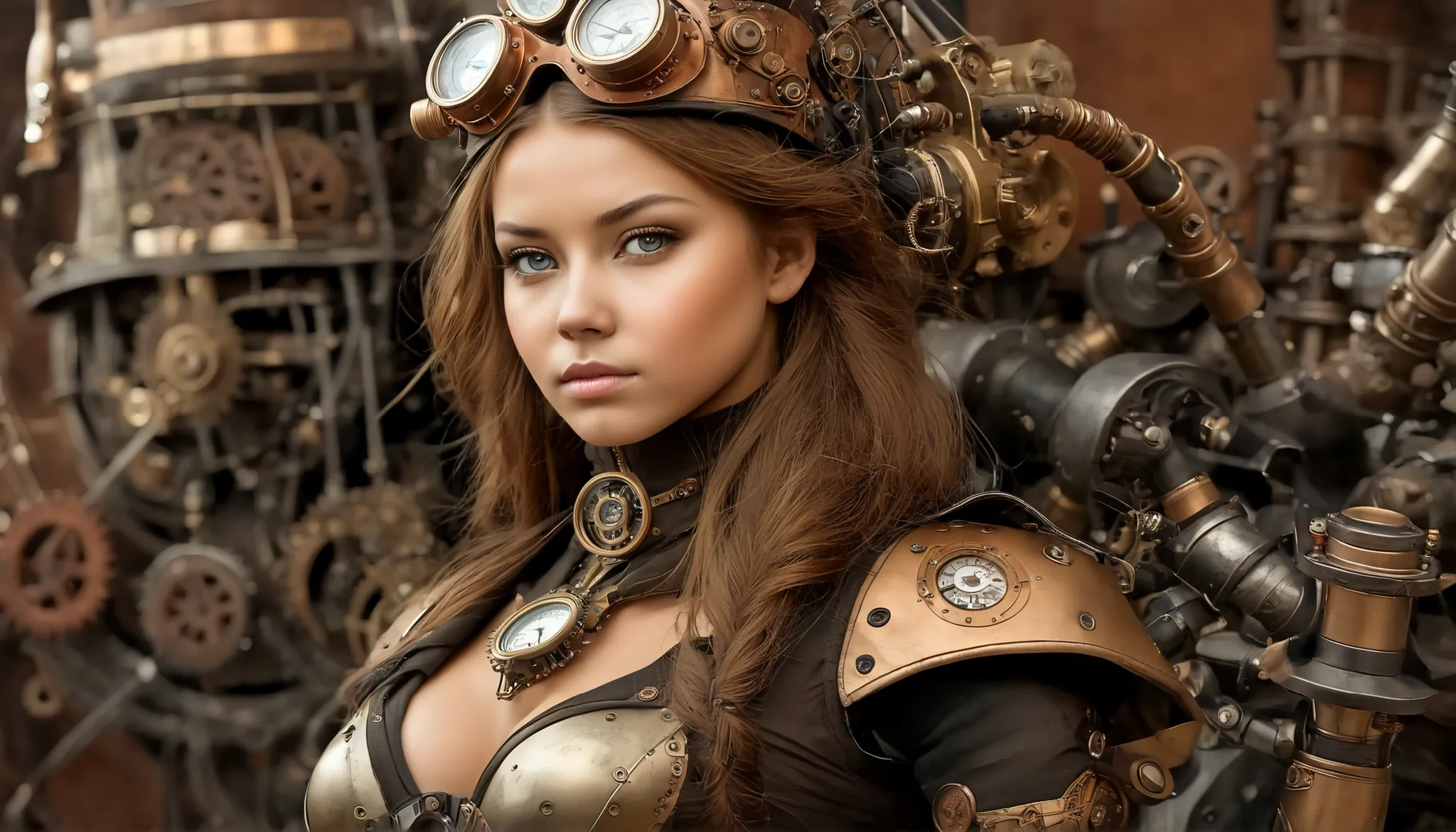 (((full body))) meccog, quadro completo,  Full length thick,  melhor qualidade ,  obra-prima ,  ultra high resolution , ( fotorrealista ,   decote ,  meias,  cinto de luva,  peito perfeito,  steampunk,  sedutora:1.4), Cinema Lighting, ( best close up photo...