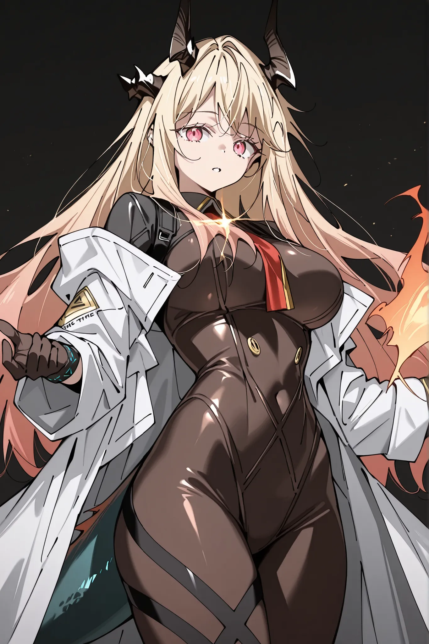 alone, 1 girl, bright blonde hair with pink tips, hairstyle like Hong Biyeon from "Magic Academy's Genius Blinker", face in the art style of "Magic Academy's Genius Blinker", bright pink eyes, perfect anatomy, student, young character, short character, cha...