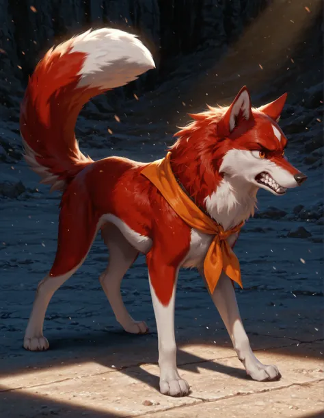 best quality, amazing quality, detailed, absurdres, photorealistic background, no lineart, very aesthetic, dynamic lighting, detailed face, detailed fur, detailed background,
canid, canine, mammal, angry, brown body, feral, fur, lowered tail, female, 1girl...