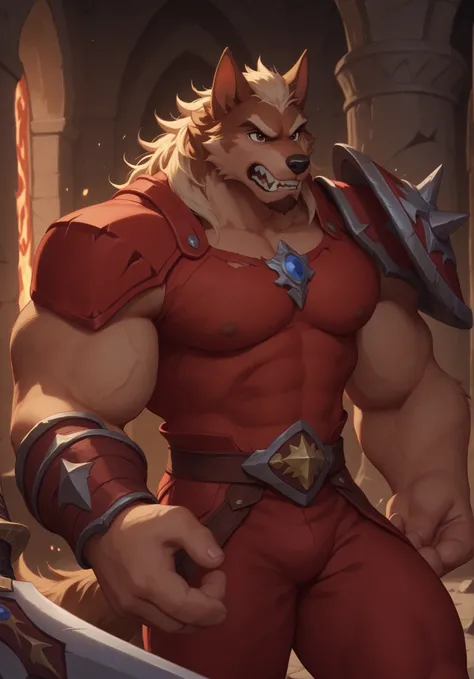 Wolfstar is a legendary warrior of light from final fantasy. Wearing red armor set,  masterpiece, best quality, amazing quality, solo, carries a sword, wears red armor, sword clash with a dark knight from an evil castle! 1boy, null-ghost, wears red armor, ...