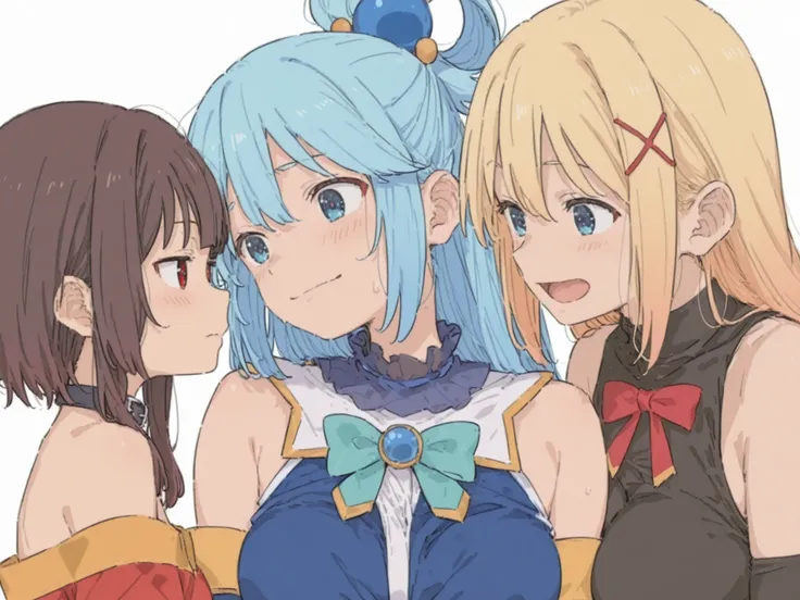 3girls, megumin, aqua (konosuba), {darkness (konosuba)},