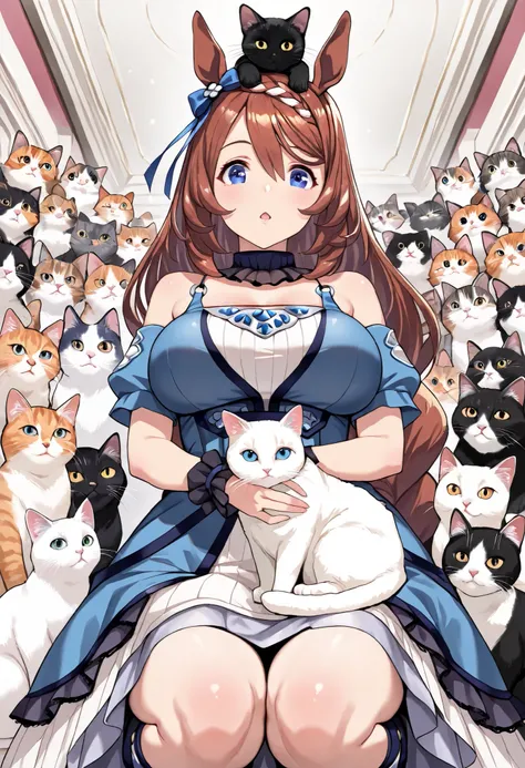 (masterpiece, best quality, perfect face:1.4), wide angle, super creek \(umamusume\), horse ears, ear ornament, horse tail, tail on the lower back, proportional body, proportional, beautiful hair, beautiful face, beautiful detailed eyes, beautiful clavicle...