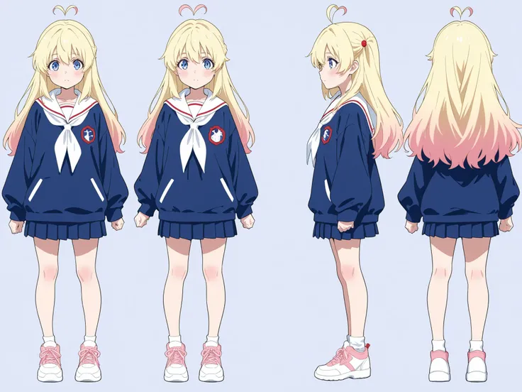 standing girl rubbing her body,top quality、Three-dimensional view,Character blueprints,Full Body,simple background,character sheet,Face-to-Face、True Side、 high contrast,highlight