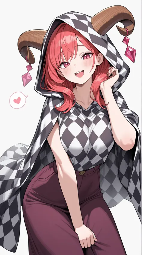 womanhood, horn hood, Loves mischief, diamond check robe,