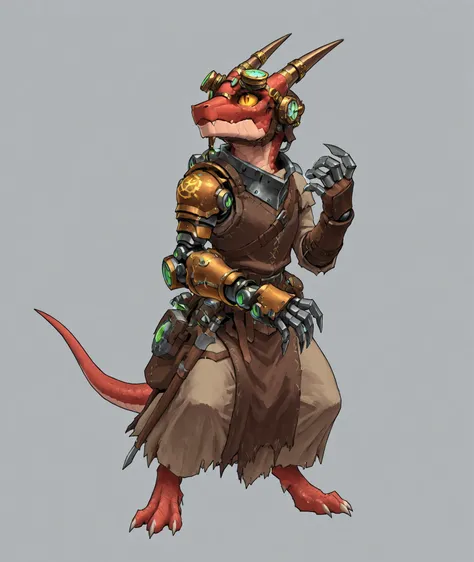 kobold, steampunk glasses, WarlockMaster, curved iron horns