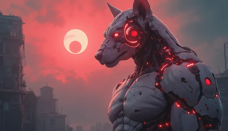Full length detailed view. full sexy body, sexy muscle hybrid strong man and half cyborg animal, with big muscles looking into the camera, sexy muscle hyprid, hd realistic sharp details of the skin, beautyful eyes, cyborg hair, looking strong, a sexy mecha...