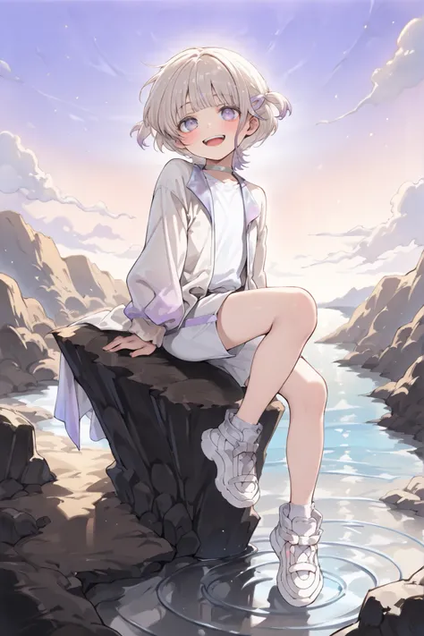 ((Todoroki hajime)), ((Masterpiece)), ((best quality, very aesthetic, absurdres, newest)), (wide shot), (detailed background), (8K), (cinematic lighting), ((1girl)), cute young girl, (Healthy body, Textured skin, small breast, tilt head), multicolored hair...