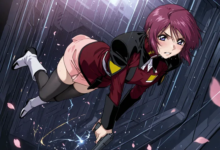 score_9, score_8_up, score_7_up,BREAK,masterpiece, best quality, absurdres,A very detailed and Hi-Res image、lightning crackling around 、safe 1girl,(solo),18 years old, (beautiful and detailed face),1girl,destiny jacket,LunamariaHawke,((destiny jacket)),((r...