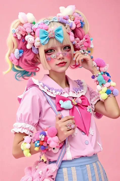 1 girl,school girl,decora,smile,artist photoshoot,