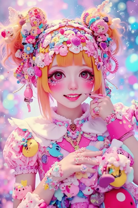 1 girl,decora,smile,artist photoshoot,manga style