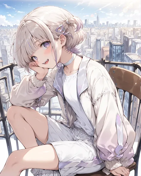 ((Todoroki hajime)), ((Masterpiece)), ((best quality, very aesthetic, absurdres, newest)), (profile), (detailed background), (8K), (cinematic lighting), ((1girl)), cute young girl, (Healthy body, Textured skin, small breast, tilt head), multicolored hair, ...