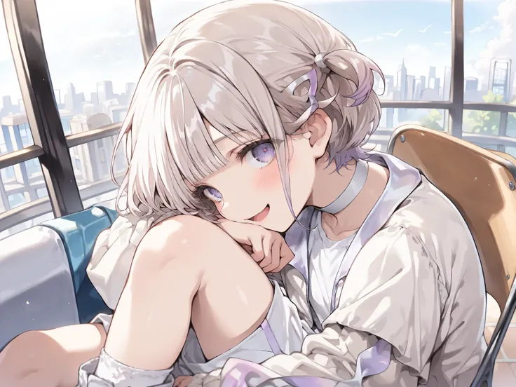 ((Todoroki hajime)), ((Masterpiece)), ((best quality, very aesthetic, absurdres, newest)), (profile), (detailed background), (8K), (cinematic lighting), ((1girl)), cute young girl, (Healthy body, Textured skin, small breast, tilt head), multicolored hair, ...